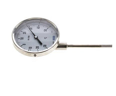 -30 tot +50°C RVS Bimetalen Thermometer 100mm Behuizing 100mm Dompelbuis Onderaansluiting