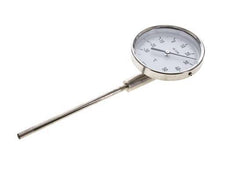-30 tot +50°C RVS Bimetalen Thermometer 100mm Behuizing 160mm Dompelbuis Onderaansluiting