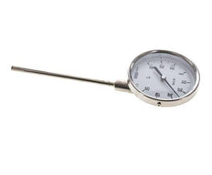 -30 tot +50°C RVS Bimetalen Thermometer 100mm Behuizing 160mm Dompelbuis Onderaansluiting
