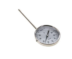 -30 tot +50°C RVS Bimetalen Thermometer 100mm Behuizing 160mm Dompelbuis Onderaansluiting