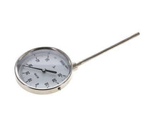 -30 tot +50°C RVS Bimetalen Thermometer 100mm Behuizing 160mm Dompelbuis Onderaansluiting