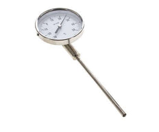 -30 tot +50°C RVS Bimetalen Thermometer 100mm Behuizing 160mm Dompelbuis Onderaansluiting