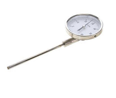 0 tot +60°C RVS Bimetalen Thermometer 100mm Behuizing 160mm Dompelbuis Onderaansluiting