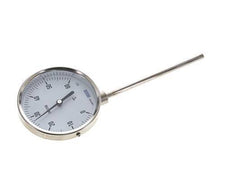 0 tot +60°C RVS Bimetalen Thermometer 100mm Behuizing 160mm Dompelbuis Onderaansluiting