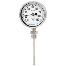 -20 tot +40°C Petrochemische RVS Bimetalen Thermometer 100mm Behuizing 160mm Dompelbuis Onderaansluiting