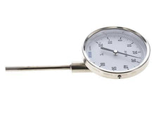 0 tot +80°C RVS Bimetalen Thermometer 100mm Behuizing 160mm Dompelbuis Onderaansluiting