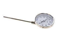 0 tot +80°C RVS Bimetalen Thermometer 100mm Behuizing 63mm Dompelbuis Onderaansluiting