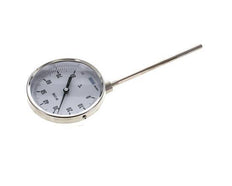 0 tot +80°C RVS Bimetalen Thermometer 100mm Behuizing 63mm Dompelbuis Onderaansluiting