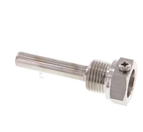 RVS G 1/2 Inch Thermowell met Schroef voor 63mm Dompelbuis Max 600°C en 25 Bar