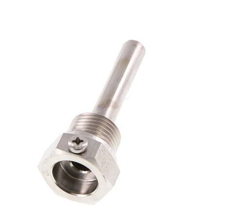RVS G 1/2 Inch Thermowell met Schroef voor 63mm Dompelbuis Max 600°C en 25 Bar