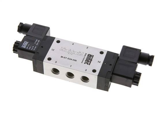 5/3 G1/4'' Pressure Center Solenoid Valve 12V DC 3-8bar/42-112psi Airtec