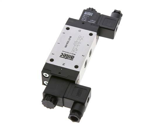 5/3 G1/4'' Pressure Center Solenoid Valve 12V DC 3-8bar/42-112psi Airtec
