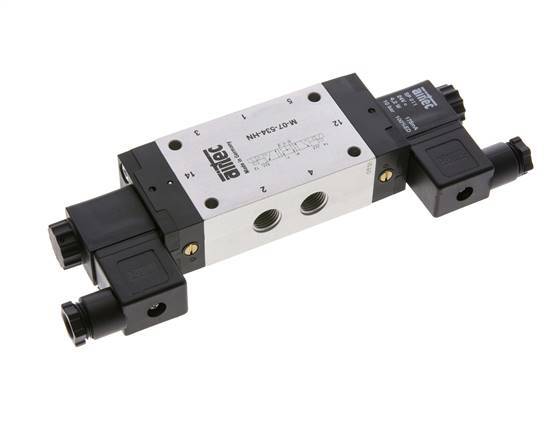 5/3 G1/4'' Pressure Center Solenoid Valve 12V DC 3-8bar/42-112psi Airtec