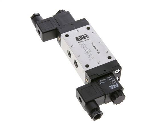5/3 G1/4'' Pressure Center Solenoid Valve 12V DC 3-8bar/42-112psi Airtec