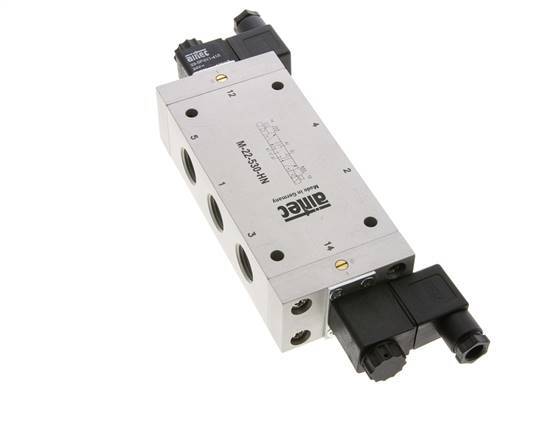 5/3 G1/2'' Midden Gesloten Magneetventiel 24V AC 3-10bar/42-140psi Airtec