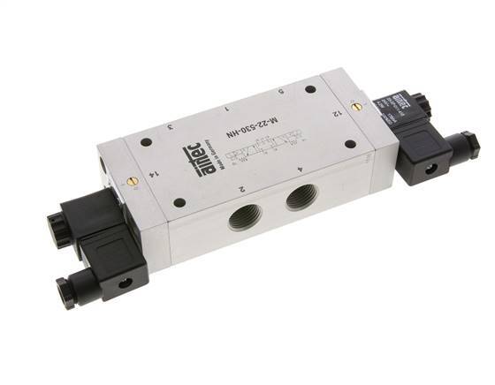 5/3 G1/2'' Midden Gesloten Magneetventiel 24V AC 3-10bar/42-140psi Airtec