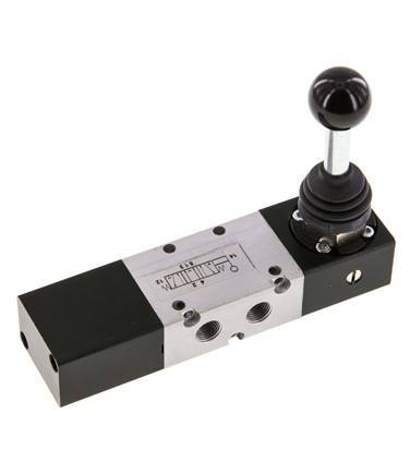 5/3 G1/8 '' Middenuitlaat Handbediend Hefboom Ventiel -0.95-10bar/-13.2-140psi