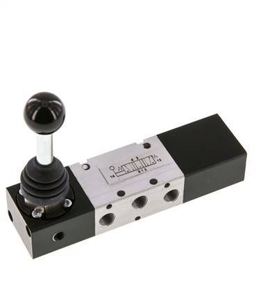 5/3 G1/8 '' Middenuitlaat Handbediend Hefboom Ventiel -0.95-10bar/-13.2-140psi