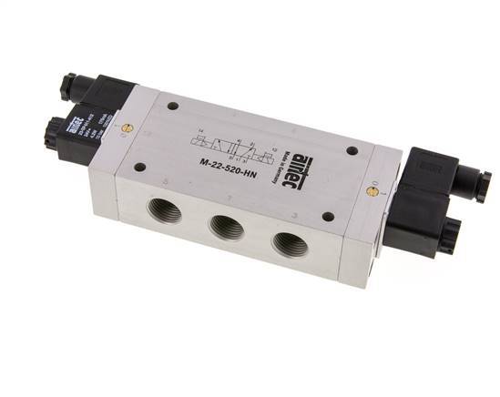 5/2 G1/2'' Bistable Solenoid Valve 115V AC 1-10bar/14-140psi Airtec