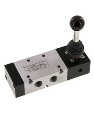 5/3 G1/4 '' Middendruk Handbediend Hefboom Ventiel Detent -0.95-10bar/-13.2-140psi