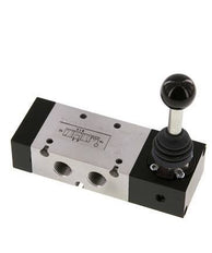 5/3 G1/4 '' Middendruk Handbediend Hefboom Ventiel Detent -0.95-10bar/-13.2-140psi