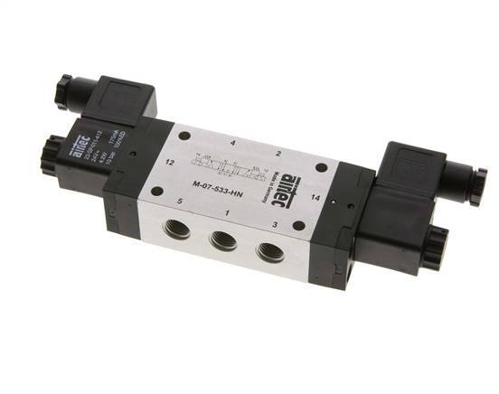 5/3 G1/4 '' Middenuitlaat Magneetventiel 12V DC 3-8bar/42-112psi Airtec