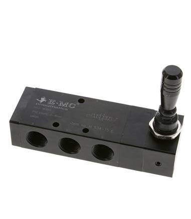5/3 G1/2 '' Middenuitlaat Handbediend Hefboom Ventiel Detent 0-8bar/0-112psi E.MC