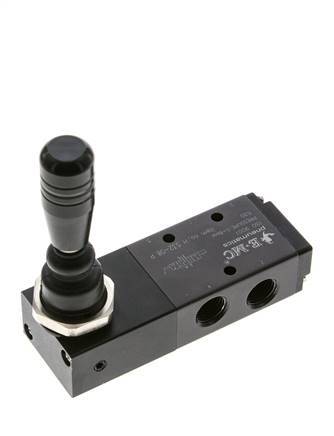 5/3 G1/4'' (G1/8'') Middendruk Handbediende Hefboom Ventiel Detent 0-8bar/0-112psi E.MC