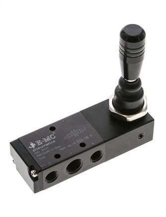 5/3 G1/4'' (G1/8'') Middendruk Handbediende Hefboom Ventiel Detent 0-8bar/0-112psi E.MC