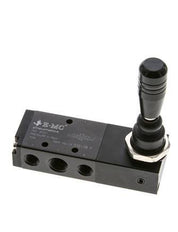 5/3 G1/4'' (G1/8'') Middendruk Handbediende Hefboom Ventiel Detent 0-8bar/0-112psi E.MC