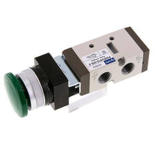 5/2 G1/4'' (G1/8'') Palm Button Valve Green 0-8bar/0-112psi YPC