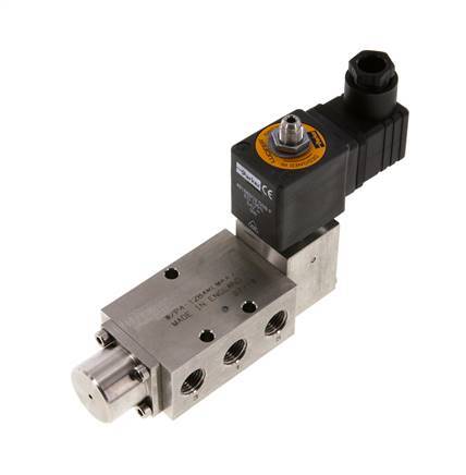 5/2 G1/4'' (G1/8'') Magneetventiel RVS 24V DC 3-12bar/42-168psi
