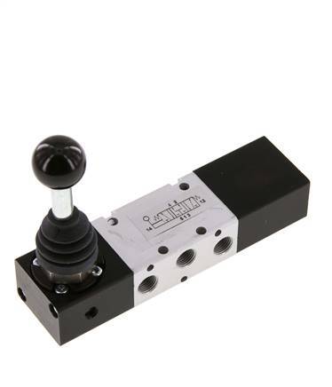5/3 G1/8 '' Middendruk Handbediend Hefboom Ventiel -0.95-10bar/-13.2-140psi