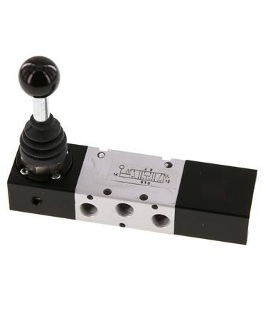 5/3 G1/8 '' Middendruk Handbediend Hefboom Ventiel -0.95-10bar/-13.2-140psi