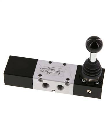 5/3 G1/8 '' Middendruk Handbediend Hefboom Ventiel -0.95-10bar/-13.2-140psi