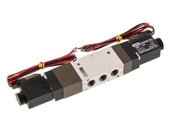 5/3 G1/8'' Middendruk Magneetventiel 24V DC 2-10bar/28-140psi 2-pins Plug YPC