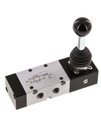 5/3 G1/8 '' Midden Gesloten Handbediend Hefboom Ventiel Detent -0.95-10bar/-13.2-140psi