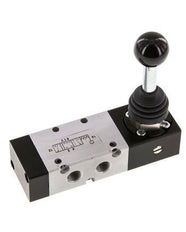 5/3 G1/8 '' Midden Gesloten Handbediend Hefboom Ventiel Detent -0.95-10bar/-13.2-140psi