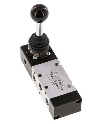 5/3 G1/8 '' Midden Gesloten Handbediend Hefboom Ventiel Detent -0.95-10bar/-13.2-140psi
