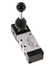 5/3 G1/8 '' Midden Gesloten Handbediend Hefboom Ventiel Detent -0.95-10bar/-13.2-140psi
