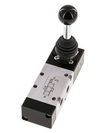 5/3 G1/8 '' Midden Gesloten Handbediend Hefboom Ventiel Detent -0.95-10bar/-13.2-140psi