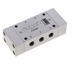 5/3 G1/8'' Midden Gesloten Luchtgestuurd Ventiel 0-8bar/0-112psi Airtec