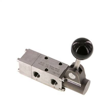 3/2 G1/4'' Hand Lever Valve Stainless Steel Detent -0.95-12bar/-13.2-168psi
