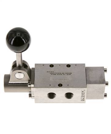 5/2 G1/4'' Handbediend Hefboom Ventiel RVS Detent -0.95-12bar/-13.2-168psi