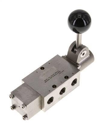 5/2 G1/4'' Handbediend Hefboom Ventiel RVS Detent -0.95-12bar/-13.2-168psi