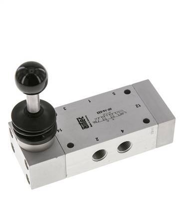 5/3 G1/4 '' Middenuitlaat Handbediend Ventiel Detent 0-12bar/0-168psi Airtec
