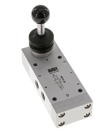 5/3 G1/4 '' Middenuitlaat Handbediend Ventiel Detent 0-12bar/0-168psi Airtec