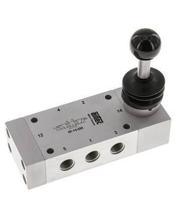 5/3 G1/4 '' Middenuitlaat Handbediend Ventiel Detent 0-12bar/0-168psi Airtec