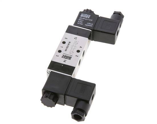 5/3 G1/8'' Midden Gesloten Magneetventiel 12V DC 3-10bar/42-140psi Airtec