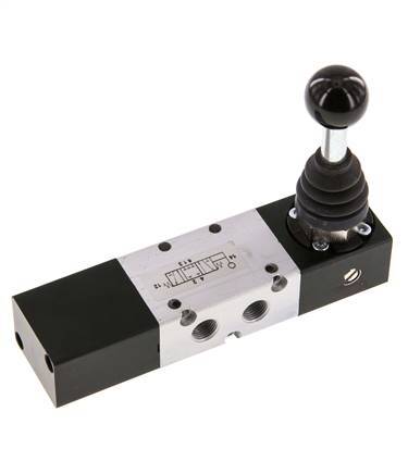 5/3 G1/8'' Midden Gesloten Handbediend Hefboom Ventiel -0.95-10bar/-13.2-140psi